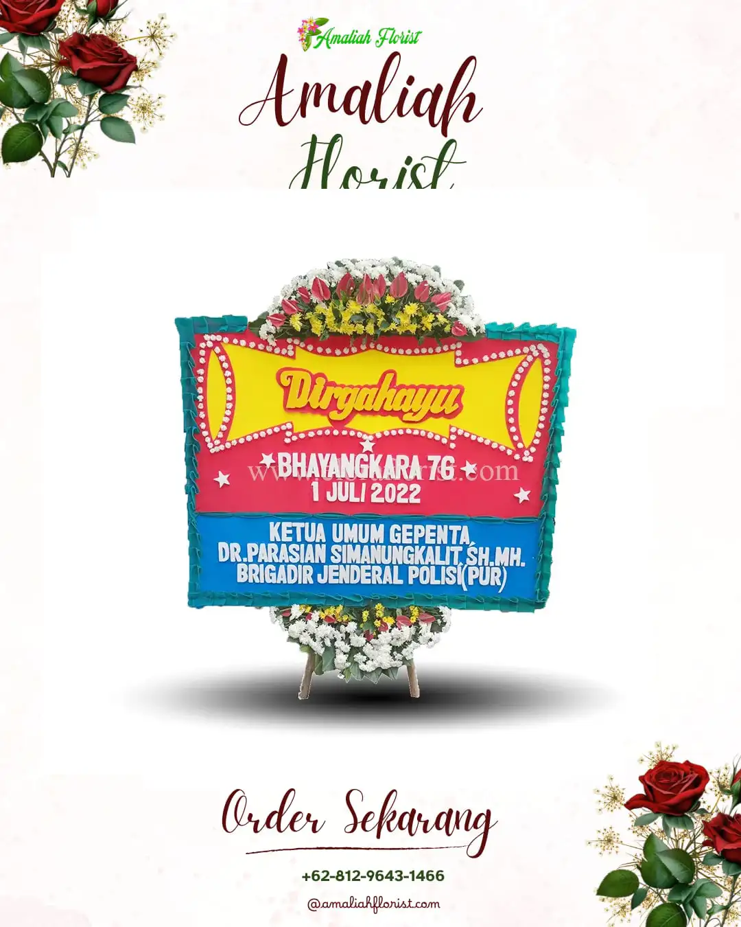 Papan Bunga HUT Ulang Tahun Kayu Aro